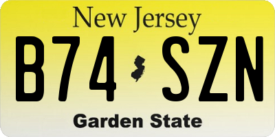 NJ license plate B74SZN
