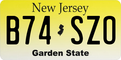 NJ license plate B74SZO