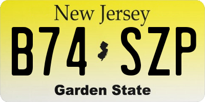 NJ license plate B74SZP
