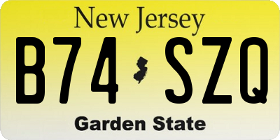 NJ license plate B74SZQ