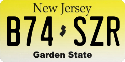 NJ license plate B74SZR
