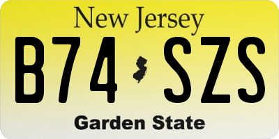 NJ license plate B74SZS