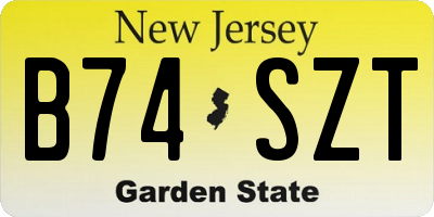 NJ license plate B74SZT