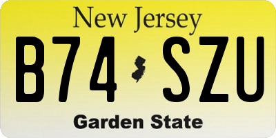NJ license plate B74SZU