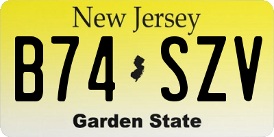 NJ license plate B74SZV