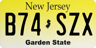 NJ license plate B74SZX