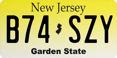 NJ license plate B74SZY