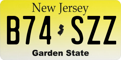 NJ license plate B74SZZ