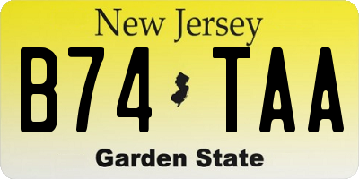 NJ license plate B74TAA