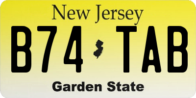 NJ license plate B74TAB