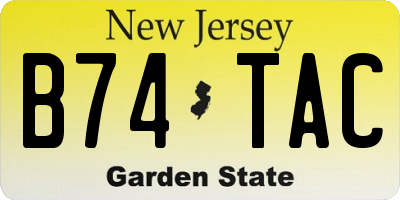 NJ license plate B74TAC