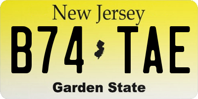 NJ license plate B74TAE