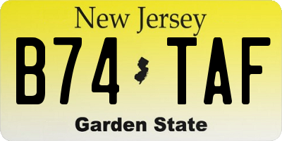 NJ license plate B74TAF