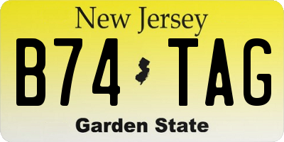 NJ license plate B74TAG