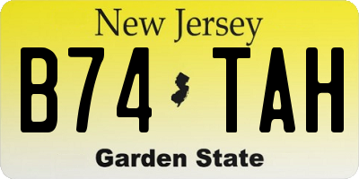 NJ license plate B74TAH