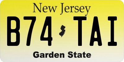 NJ license plate B74TAI