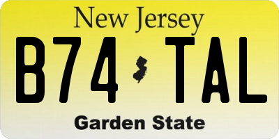 NJ license plate B74TAL