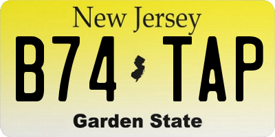 NJ license plate B74TAP