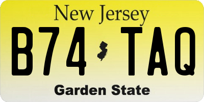 NJ license plate B74TAQ