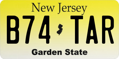 NJ license plate B74TAR