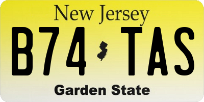 NJ license plate B74TAS