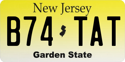 NJ license plate B74TAT