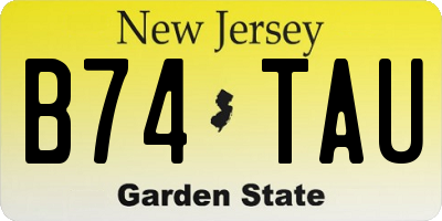 NJ license plate B74TAU