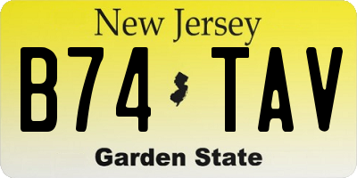 NJ license plate B74TAV
