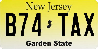 NJ license plate B74TAX