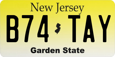 NJ license plate B74TAY