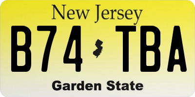 NJ license plate B74TBA