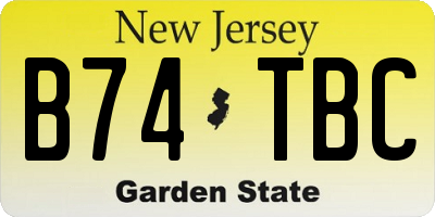 NJ license plate B74TBC