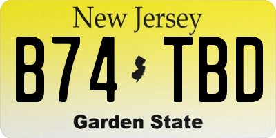 NJ license plate B74TBD