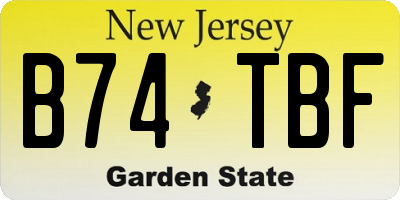 NJ license plate B74TBF