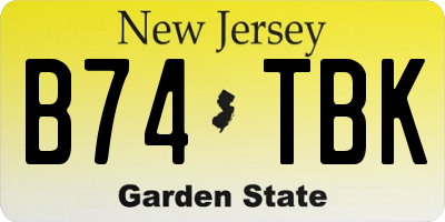 NJ license plate B74TBK