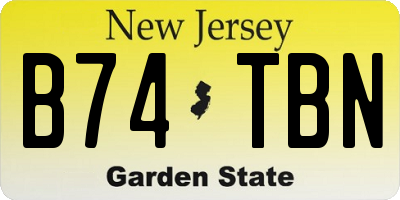 NJ license plate B74TBN