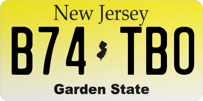 NJ license plate B74TBO
