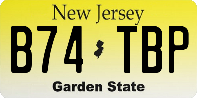 NJ license plate B74TBP