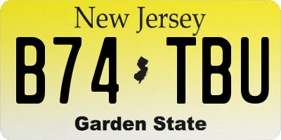 NJ license plate B74TBU