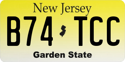 NJ license plate B74TCC