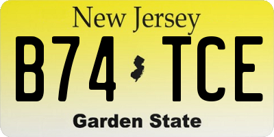 NJ license plate B74TCE