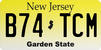 NJ license plate B74TCM