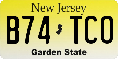 NJ license plate B74TCO