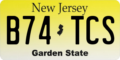 NJ license plate B74TCS