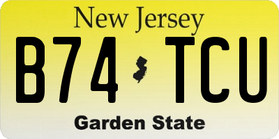 NJ license plate B74TCU