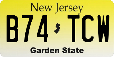 NJ license plate B74TCW