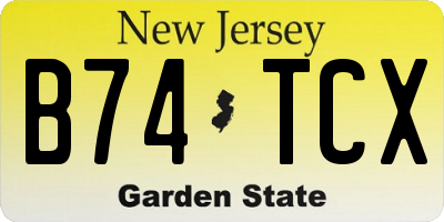 NJ license plate B74TCX