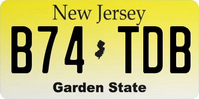 NJ license plate B74TDB