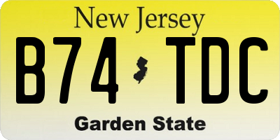 NJ license plate B74TDC