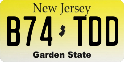 NJ license plate B74TDD